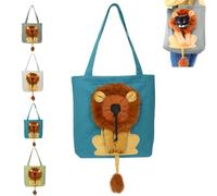 Argumub Sac de transport en toile en forme de lion pour chien ou chat, sac à main de voyage pour animal domestique (bleu, S)
