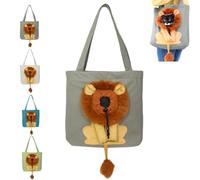 Argumub Sac de transport en toile en forme de lion pour chien ou chat, sac à main de voyage pour animal domestique (gris foncé, L)