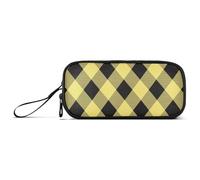 Argyle Buffalo Plaid Tartan Écosse Jaune Noir Nylon Crayon Trousse de grande capacité pour adolescents Sac de papeterie pour écolières