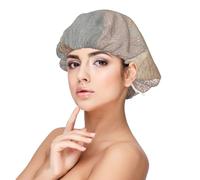 Argyle marbré en or rose cuivré et blush,Bonnet de nuit en satin pour adulte - Bonnet de nuit élastique pour femme, couvre-cheveux de nuit