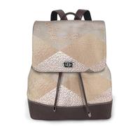 Argyle marbré en or rose cuivré et blush,Sac à dos imperméable pour femme, sac à dos de voyage léger en cuir PU tendance
