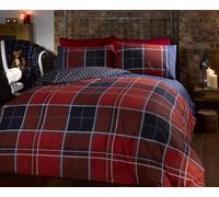 Rapport Home Tartan à Motifs Losanges Parure de lit, Polyester et Coton, Rouge, Simple