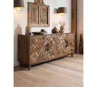 Argylle - buffet bas en bois massif avec motif métal