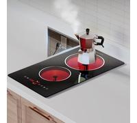 Argyolas 2 dalles chauffables à deux feux pour cuisiner, cuisinière à deux anneaux électrique de 3000 W Domino plaque de cuisine 230 V à insérer, cuisine infrarouge intégrée