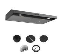 Argyolas Hotte noire - Sous armoire, extracteur Metalico Cocina Range Hotte sous armoire Hotte de cuisinière 76,2 cm Hotte d'aération pour hotte de cuisine