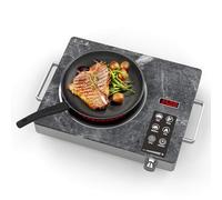 Argyolas Plaque de cuisson électrique 1 feu 3500W, portable, vitrocéramique, pour camping et extérieur, plaque de cuisson 1 feu portable, Design Marbre Écologique plaque de cuisson vitrocéramique