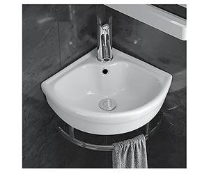 ARHAMS Vasque d'angle Suspendu Vasque à Poser, Lavabo Salle de Bain, Vasque Salle de Bain, Lave Main Gain de Place, Mini Lavabo en Céramique Blanche avec Trop-Plein (Color : 1-Petit)