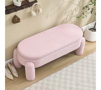 Arhatreya Banc de rangement élégant pour chambre à coucher, garde-robe, entrée et salon avec espace de rangement, tissu chenille de haute qualité avec cadre en bois massif, banc antidérapant, rose