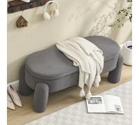 Arhatreya Banc de rangement élégant pour chambre à coucher, garde-robe, entrée et salon avec espace de rangement, tissu chenille de haute qualité avec cadre en bois massif, banc antidérapant, gris