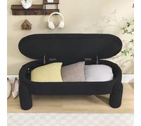 Arhatreya Banc de rangement élégant pour chambre à coucher, garde-robe, entrée et salon avec espace de rangement, tissu chenille de haute qualité avec cadre en bois massif, banc antidérapant, noir