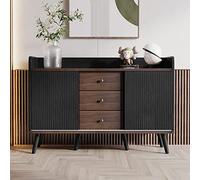 Arhatreya Buffet avec trois tiroirs, grain exquis pour chambre à coucher et salon, buffet moderne couleur bois avec étagères de rangement. H 80 x L 117,5 x P 40 cm noir