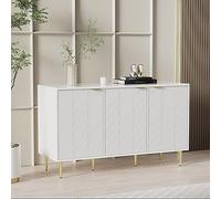 Arhatreya Buffet moderne avec pieds et poignées dorés - Commode laquée - Coins arrondis - Pour chambre à coucher, salon et salle de bain - Motif floral - 2 étages et 6 compartiments - 127 x 45 x 75 cm