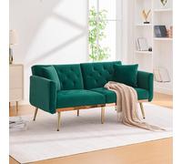 Arhatreya Canapé moderne de 2 places, avec coussin de canapé et dossier réglable, rembourré 2 places, pour salon, chambre à coucher, appartement, chambre d'amis, tissu en velours, vert