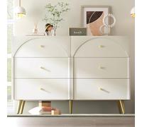 Arhatreya Commode à 6 tiroirs - Blanc - Buffet haut - Pour chambre à coucher et toutes les pièces à vivre - Blanc crème - H 85 x l 120 x P 40 cm