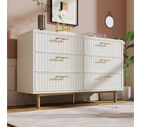 Arhatreya Commode à 6 tiroirs - Blanc - Buffet haut - Pour chambre à coucher et toutes les pièces à vivre - Blanc - H 75 x l 120 x P 40 cm