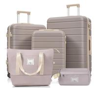 Arhatreya Ensemble de valises M-L-XL - Valise rigide ABS durable avec roues rotatives et serrure - Avec trousse de toilette, marron rose, Ensemble de valises