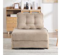 Arhatreya Fauteuil convertible en velours côtelé avec pieds en bois Kaki | Design scandinave, peu encombrant et confortable, idéal pour les petits appartements