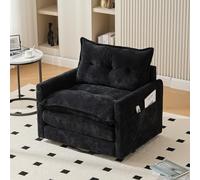 Arhatreya Fauteuil lounge pivotant à 360° avec accoudoirs - Grand canapé simple pour salon, chambre à coucher, bureau et bureau - Fauteuil moderne avec coussin - Chenille - Noir