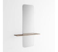 ARHome Miroir moulé avec étagère moderne, 130 x 80 x 19 cm, fabriqué en Italie (chêne rustique)