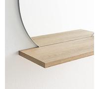 ARHome Miroir rond avec étagère, 60 x 60 x 22 cm, chêne aztèque, miroir avec étagère, fabriqué en Italie