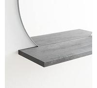 ARHome Miroir rond avec étagère, 60 x 60 x 22 cm, ciment foncé, miroir avec étagère, fabriqué en Italie