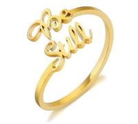 ARHTF Be Still And Know That I am God Bague en acier inoxydable plaqué or 14 carats Bague ouverte Bague de pureté Bijoux chrétiens Cadeaux pour femme Foi Psaume 46, Métal, Aucune pierre précieuse