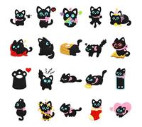 ARHZ 20 Pièces breloques en forme de chat noir pour sabots DIY - Décoration de chaussures - Accessoires de chaussures mignons - Pour adultes, femmes, enfants et filles