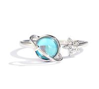 ARHZ Bague Pierre De Lune Pour Femme Fille Bague Argent 925 Rotatif,Rond Coeur Pierre Précieuse Bague Bijoux,bague anti stress