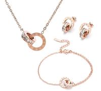 ARHZ parures pour femme, ensemble composé d'un collier, d'un bracelet et de boucles d'oreilles, en or rose
