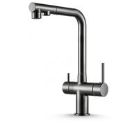 Ari Mitigeur 3 en 1 Cuisine Douchette Deux Jets Venom, Graphite | Robinet Évier Trois Voies avec Sortie Eau Purifiée, Bec Rotatif 360 Degrés, Gris Anthracite Mat