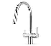 Ari Robinet Cuisine 3 Voies Douchette Extractible Slender, Chromé | Mitigeur Évier Trois Voies pour Eau Filtrée, Bec Haut Orientable 360°, Laiton Cromo Brillant