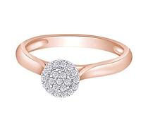 Aria Jewels Bague de fiançailles avec halo rond avec diamants en argent sterling (0,08 carats, couleur I-J, pureté I2-I3), Gemme, Diamant