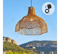 Suspension solaire bohème en rotin naturel style vannerie tressée LED blanc chaud ARIA SOLAR