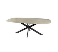 ARIA - Table de repas en céramique aspect travertin L180 Beige