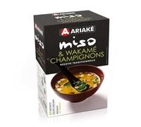 Ariaké Soupe intant Miso & wakamé champignons, recette traditionnelle - Les 3 sachets, 11g