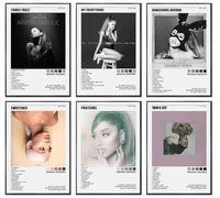 Ariana Grande - Lot de 6 affiches d'album de musique - Collection de 6 designs uniques et vibrants pour fans - Décoration de salon et chambre à coucher