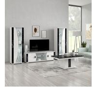 Ariane - Ensemble Salon Table Basse + Meuble TV + Vitrines 1 Porte Eclairage LED intégré