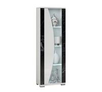 ARIANE - Vitrine 1 Porte Blanc Eclairage Led intégré avec Décor Latéral Aspect Marbre Noir - Altobuy Blanc G