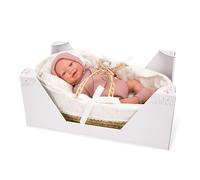 ARIAS ARI98122 Poupée Reborn Avana de 45 cm avec Panier en Osier, bébé réaliste avec Linge Rose, tétine et tétine, Membres en Vinyle et Corps Souple, Jouet pour garçons et Filles à partir de 3 Ans