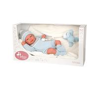 ARIAS ARI98153 Poupée Reborn Ibai de 45 cm avec Couverture et Peluche bébé réaliste avec Corde Bleue, tétine et tétine, Membres en Vinyle et Corps Souple, Jouet pour garçons et Filles à partir de 3