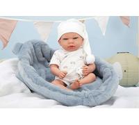 Arias Muñecas Elegance Andie Azul C/Cuna (Muñeco De Peso) - Poupée avec berceau, 40 cm, âge recommandé 3 ans