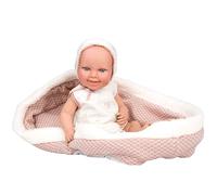 ARIAS - Poupée Elegance 38 cm, Robe en Rose et Blanc. Son Poids est si réel qu'elle Ressemble à Un Vrai bébé. Comprend Une tétine et Une nacelle. Jouet pour Enfants de Tous âges (ARI60909)