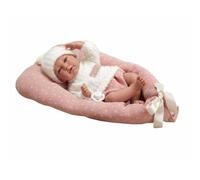 ARIAS Poupée Elegance 40 cm Andie avec ensemble en laine rose et blanche. Son poids est si réel qu'elle ressemble à un vrai bébé. Comprend une tétine et un coussin. Jouet pour enfants de tous âges
