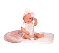 ARIAS Poupée Elegance 42 cm Zoe avec Corps et Membres en Vinyl. Robe avec Un Ensemble Rose et Blanc, Bandeau et Coussin Assortis. Comprend Une tétine et Un Coussin. Jouet pour Enfants de Tous âges
