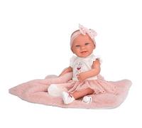 ARIAS - Poupée Elegance 42 cm Zoe Corps Vinyl. Robe de Danseuse en Rose et Blanc et imprimé de cœurs. Comprend comme Accessoires tétine et Coussin. Jouet pour Enfants de Tous âges (ARI65395)