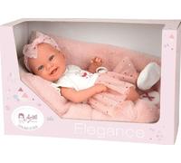 ARIAS - Poupée Elegance 42 cm Zoe Corps Vinyl. Robe de Danseuse en Rose et Blanc et imprimé de cœurs. Comprend comme Accessoires tétine et Coussin. Jouet pour Enfants de Tous âges (ARI65395)