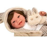 ARIAS - Poupée Elegance 45 cm Zoe vêtue dans des Tons Beige et Blanc. Son Poids est si réel qu'elle Ressemble à Un Vrai bébé. Comprend Une tétine et Une écharpe. Jouet pour Enfants de Tous âges