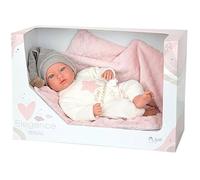 ARIAS - Poupée Elegance Aria, poupée de poids 2,5 kg, bébé réaliste de 40 cm avec pyjama et chapeau, couverture rose et tétine,