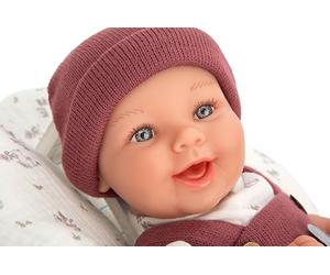 Arias - Poupée Elegance Babyto 35 cm, robe en grenat et blanc, avec imprimé de fleurs. Son poids est si réel qu'elle ressemble à un vrai bébé. Comprend une tétine et une couverture. Jouet pour enfants