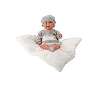 ARIAS - Poupée Elegance Babyto 35 cm, Robe Grise et Blanche. Son Poids est si réel qu'elle Ressemble à Un Vrai bébé. Comprend Une tétine et Un Coussin. Jouet pour Enfants de Tous âges (ARI60875)